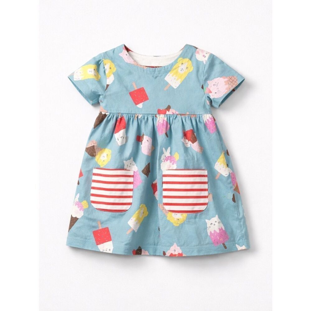 Mini Boden blue popsicle animal print short sleeve knit dress size 6-7